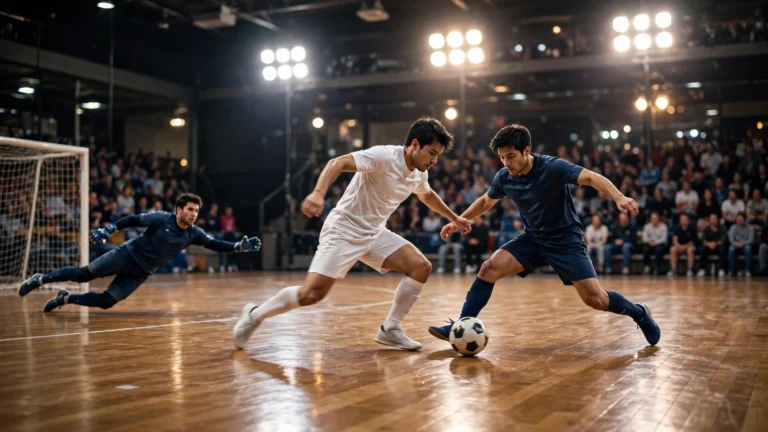 Algeria vs Libya Futsal AFCON 2026 match action at the Moulay Abdellah Sports Complex in Rabat
