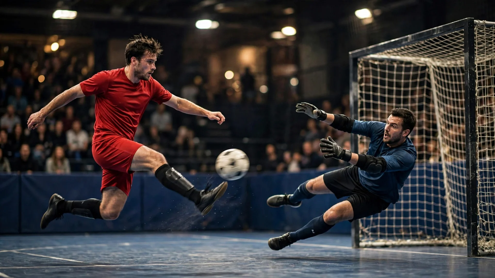 Morocco futsal player scores against Libya at Futsal AFCON 2026 in Rabat