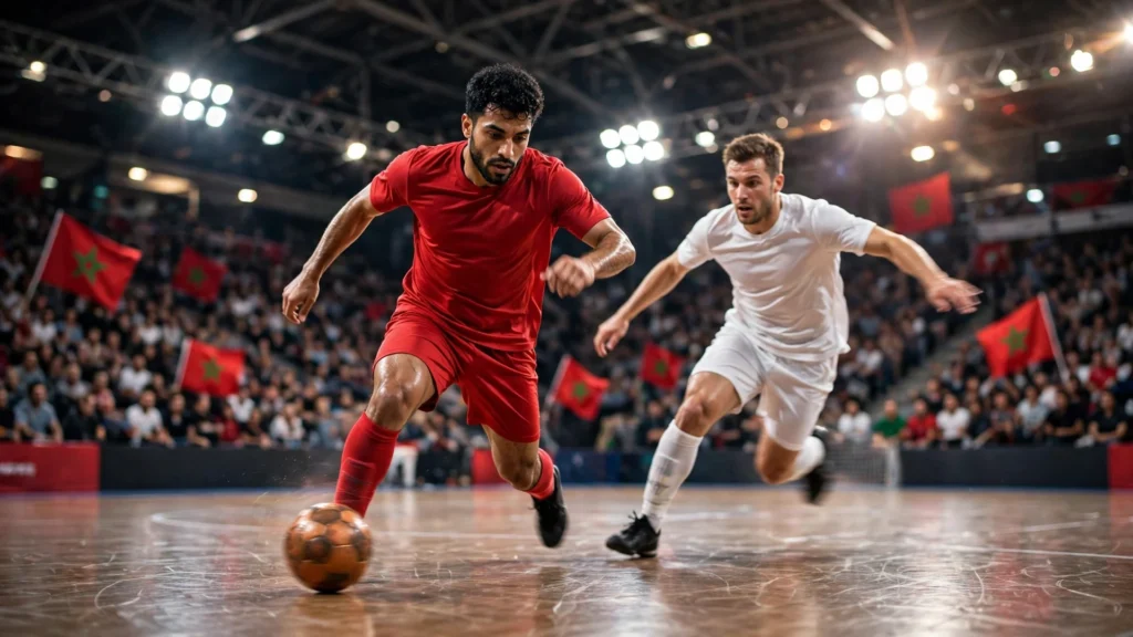 Futsal AFCON 2026 match action in Rabat