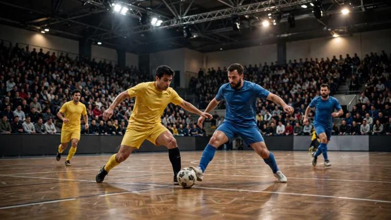 UEFA Futsal Champions League main round futsal match in a packed indoor arena